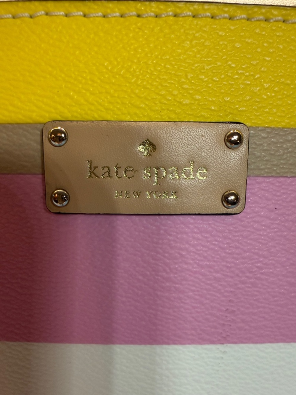 Kate Spade Rare Vintage Multicolor Striped Satchel with key charm - Picture 2 of 10